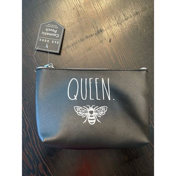 Rae Dunn NWT Queen Bee Cosmetic Pouch 8.25"x5.5"x2.75" PVC & Polyester, Black - Picture 3 of 7